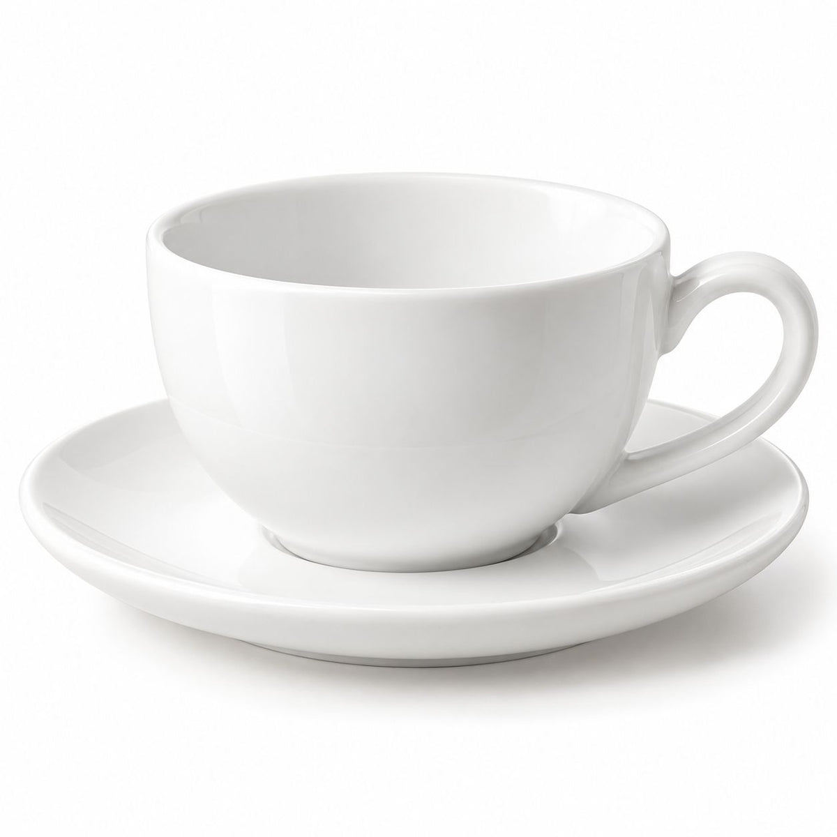 White Cappuccino Cup & Saucer — pure white product