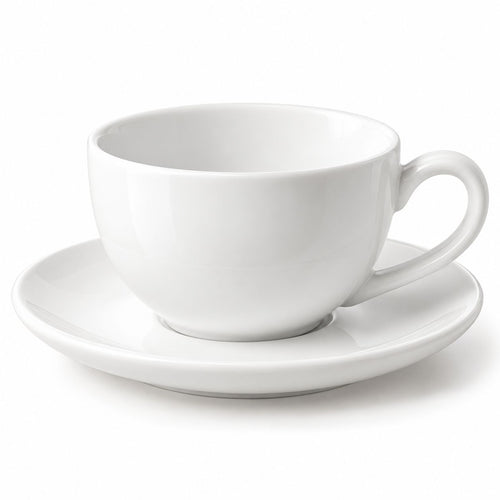 White Cappuccino Cup & Saucer — pure white product
