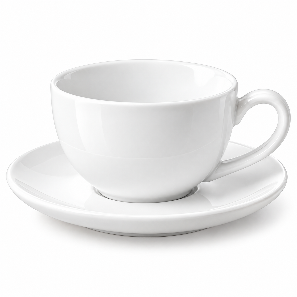 White Cappuccino Cup & Saucer — product detail and styling view 4