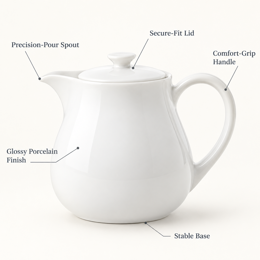 White Coffee Serving Carafe — product detail and styling view 3