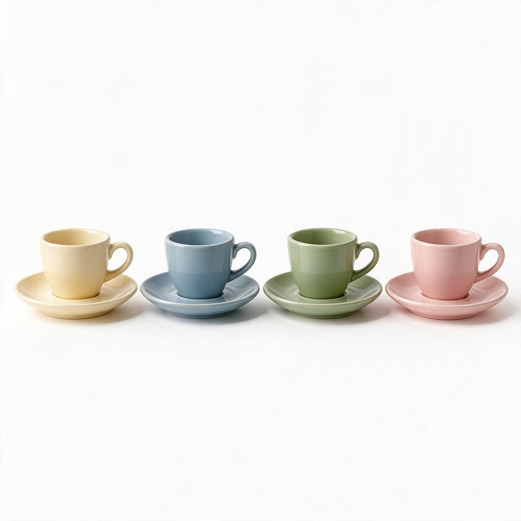White Espresso Cup & Saucer — alternate color reference; this listing is white