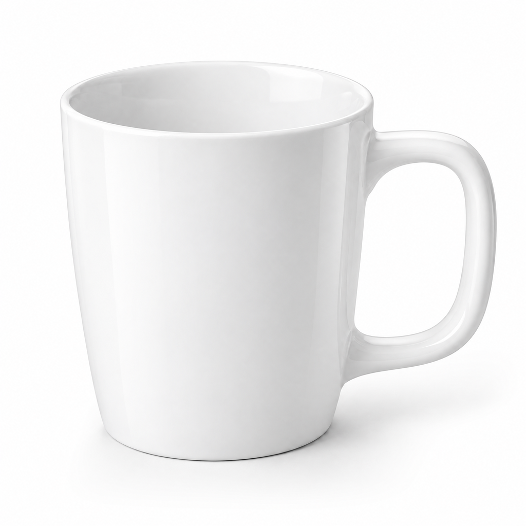 White Everyday Coffee Mug — product detail and styling view 4