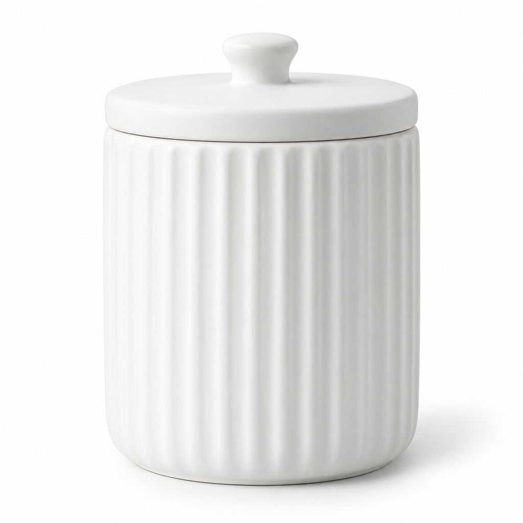 White Fluted Coffee Canister — pure white product