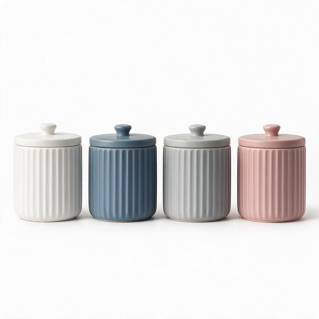 White Fluted Coffee Canister — alternate color reference; this listing is white
