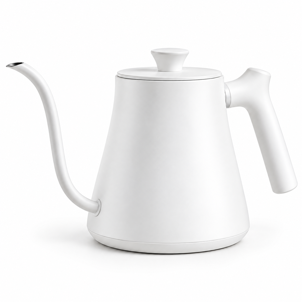 White Gooseneck Pour-Over Kettle — product detail and styling view 4