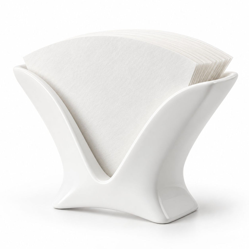 White Sculpted Coffee Filter Holder — pure white product