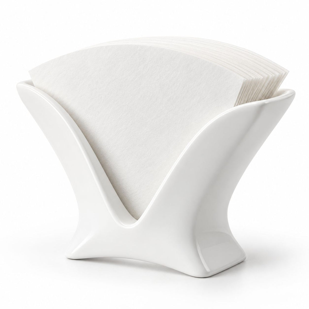 White Sculpted Coffee Filter Holder — pure white product