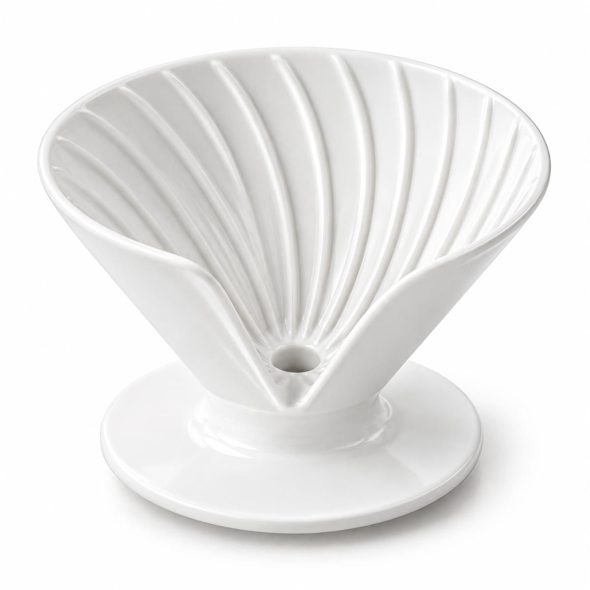 White Spiral Coffee Dripper — product detail and styling view 4