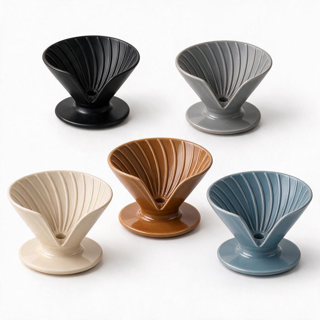 White Spiral Coffee Dripper — alternate color reference; this listing is white